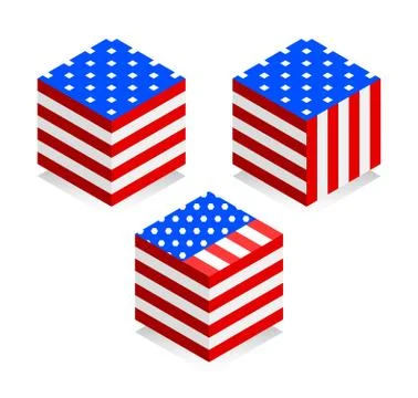 American flag. Vector image of American flag on white background. 3d style icon 스톡 일러스트