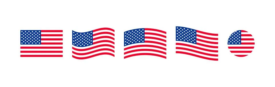 American flag vector set in different style Stock Illustration