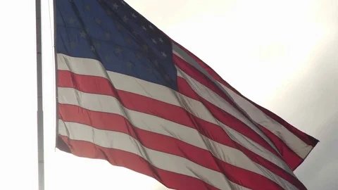 American Flag Waiving In The Wind Stock Footage 81720983