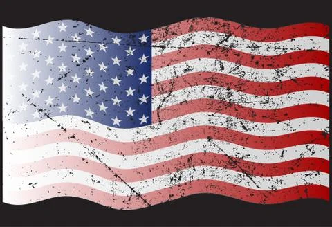 American Flag With Waves Stock Illustration