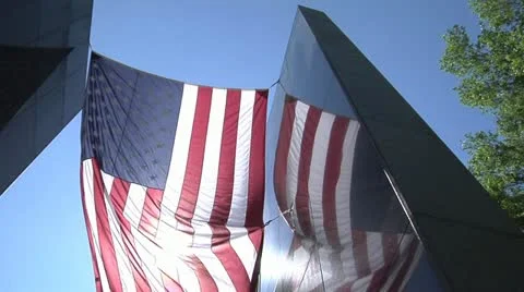 American Flag waves over Florida Vietnam Memorial Stock Footage 10872405