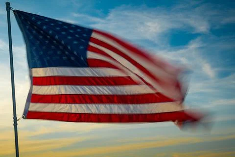 American Flag Waves Stock Photos