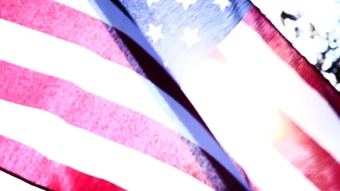 American flag waves in wind up close Stock Footage 82310508