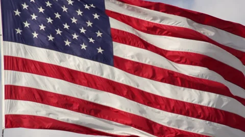 American flag waving closeup slow motion 240fps Stock Footage