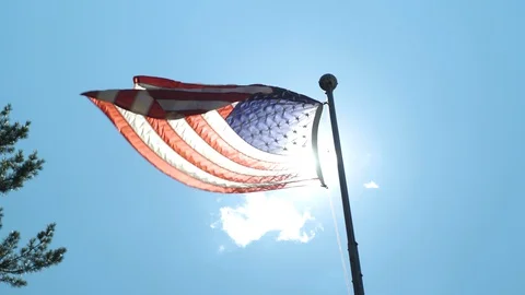 American Flag Waving Stock Footage 130143888