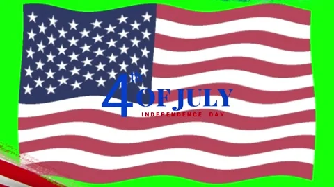 American flag waving gently with fourth of july independence day text on a green Stock Footage 335668335