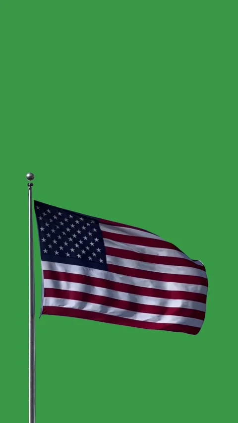 American Flag Waving on Green Screen Vertical 動画素材 344964660
