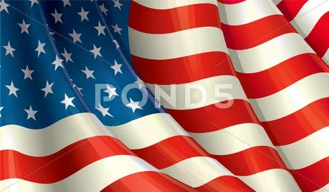 American Flag Waving Stock Illustration