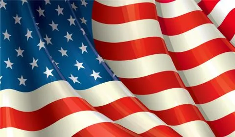 American Flag Waving Stock Illustration