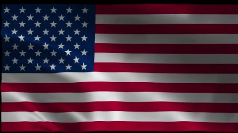 American flag waving loop background, realistic fabric USA national flag 스톡 동영상 343039861