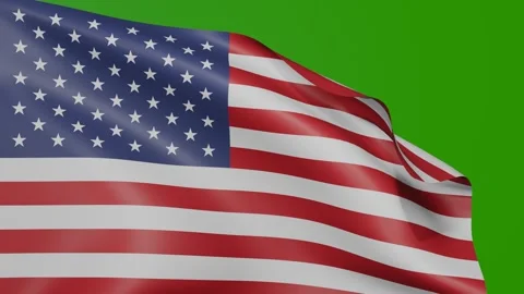 American flag waving in the loop on the wind on green screen. Stock Footage 301646954