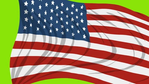 American Flag Waving Screen Wipe Transition 2D Animation on Green Screen Stock Footage 339043439
