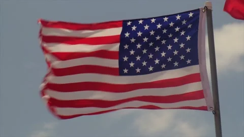 American Flag Waving Slow Motion. Independence Day, Flag Day, Memorial Stock Footage 239253052