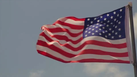 American Flag Waving Slow Motion. Independence Day, Flag Day, Memorial Видео 239253079