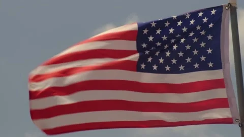 American Flag Waving Slow Motion. Independence Day, Flag Day, Memorial Stock Footage 239253101