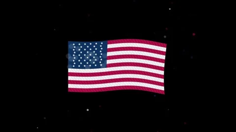 American flag waving in space with glittering particles motion. Stock Footage 345502467
