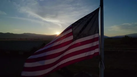 American flag is waving on sunset background Stock Footage 226493314