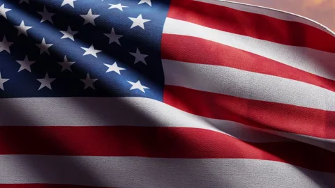 American Flag Waving at Sunset on Independence Day Stock Footage 276480055