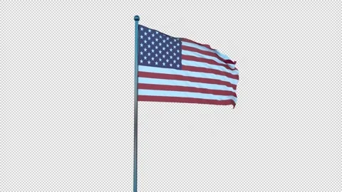 American Flag waving with transparent background Stock Footage 310693891
