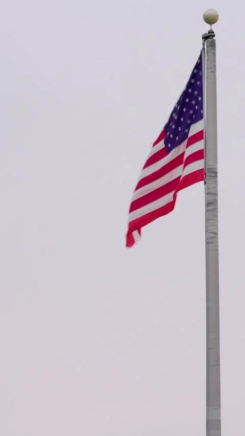 American flag waving - vertical Stock Footage 336810870