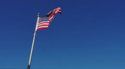 American flag waving wide angle 4k Stock Footage 44445978