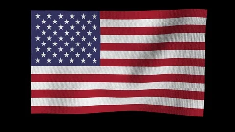 American flag waving in wind on alpha channel Stock Footage 88457762