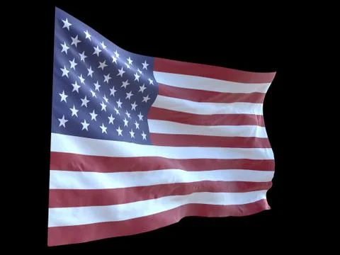 American flag waving in wind black background 3d illustration Stock-Illustration