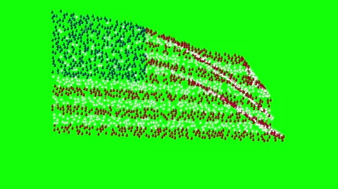 American flag waving in wind, consisting of a set of hands on a green screen. Video stock 61798911