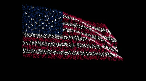 American flag waving in wind, consisting set of hands. Video stock 61799119