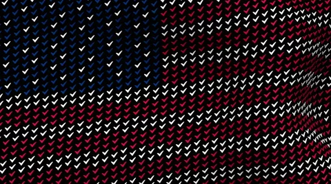 American flag is waving in the wind, consisting of choice's symbols 스톡 동영상 66649371