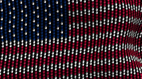 American flag is waving in the wind, consisting of hands Stock Footage 66650615