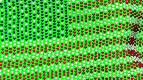 American flag is waving in the wind, consisting of hearts. Video stock 66816624