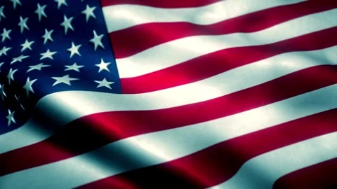 American flag waving in the wind with dramatic cinematic lighting Stock Footage 336398443