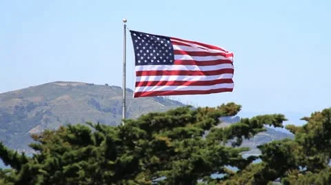 American Flag Waving in the Wind Stock Footage 20471756