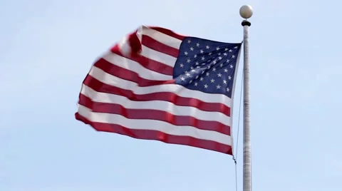 American Flag Waving in the Wind Stock Footage 41775930