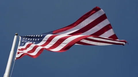 American flag waving in the wind Stock Footage 84955949