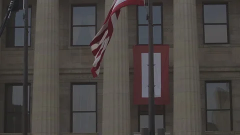 American Flag Waving in the Wind Stock Footage 148694424