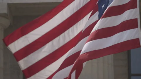 American Flag Waving in the Wind Stock Footage 148695190