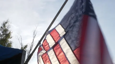 American flag waving in the wind Stock Footage 151861078