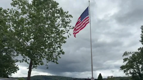 American Flag Waving in the Wind Stock Footage 342070981