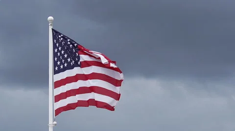 American Flag Waving in the Wind, Slow Motion Stock Footage