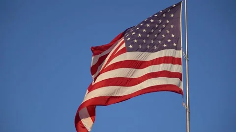 American flag waving in the wind; slow motion Stock Footage 156583784