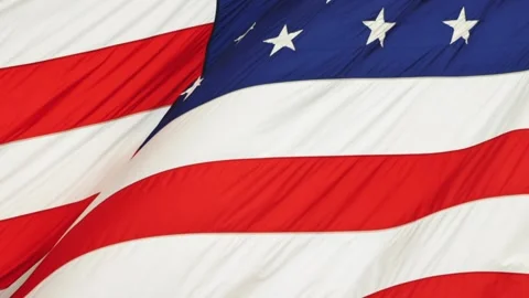 American Flag Waving in the Wind at Sunset Slow Motion 스톡 동영상 347659178