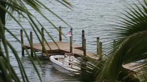 American flag in the wind dock scenery Stock Footage 20565872