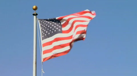 American Flag in the Wind Stock Footage 731552
