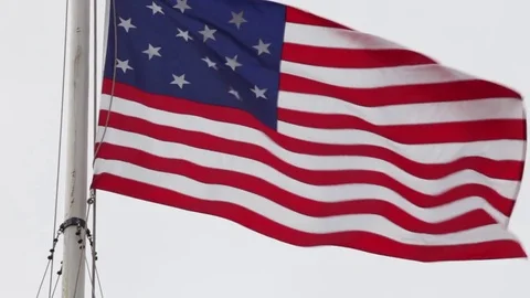 American Flag in the Wind Stock Footage 81748093
