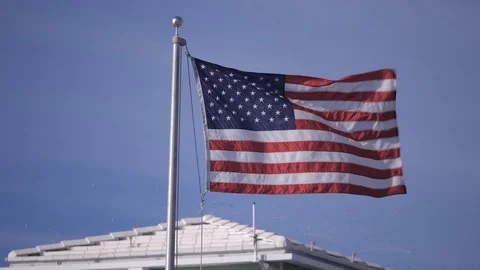 American Flag Wind Stock Footage 125767124