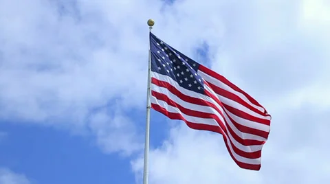 American Flag in Wind - Normal Speed Vídeo Stock 39768172