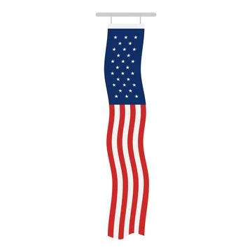 American Flag Windsock Banner Vector Illustration, Flat Patriotic Textile D.. Illustrazione stock
