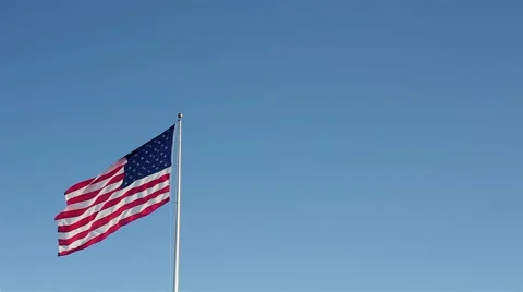 American Flag Windy Day Stock Footage 60658097